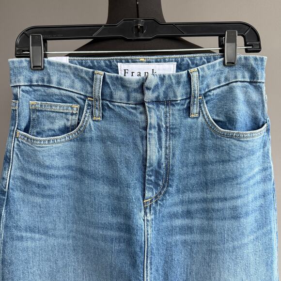 Frank & Eileen Donnybrook denim midi skirt - blue - front slit - long - size 27 - Picture 3 of 12